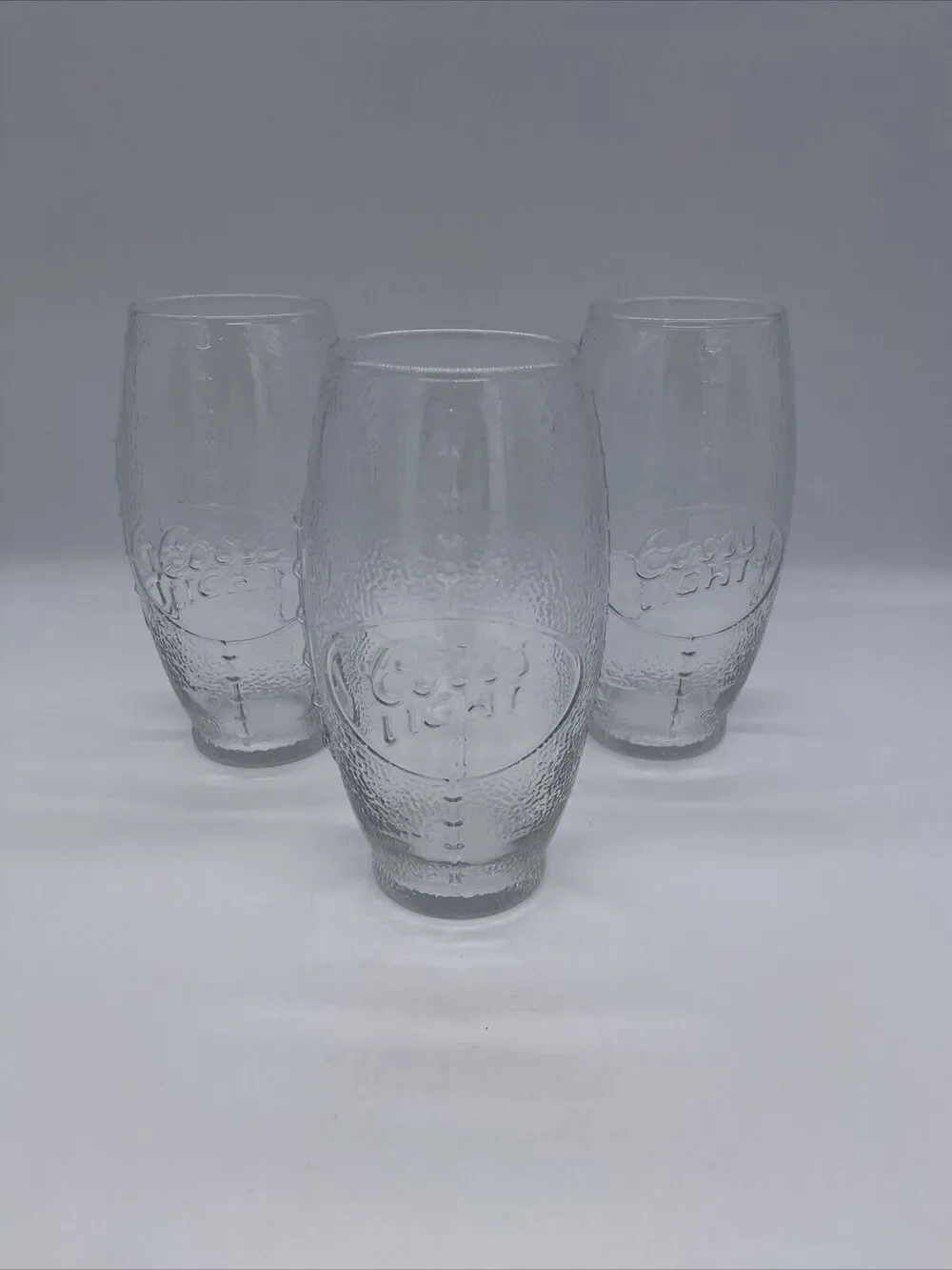 Vintage Coors Light Beer Football Shaped Beer Glass / Mug NFL Set Of 3 Pilsner